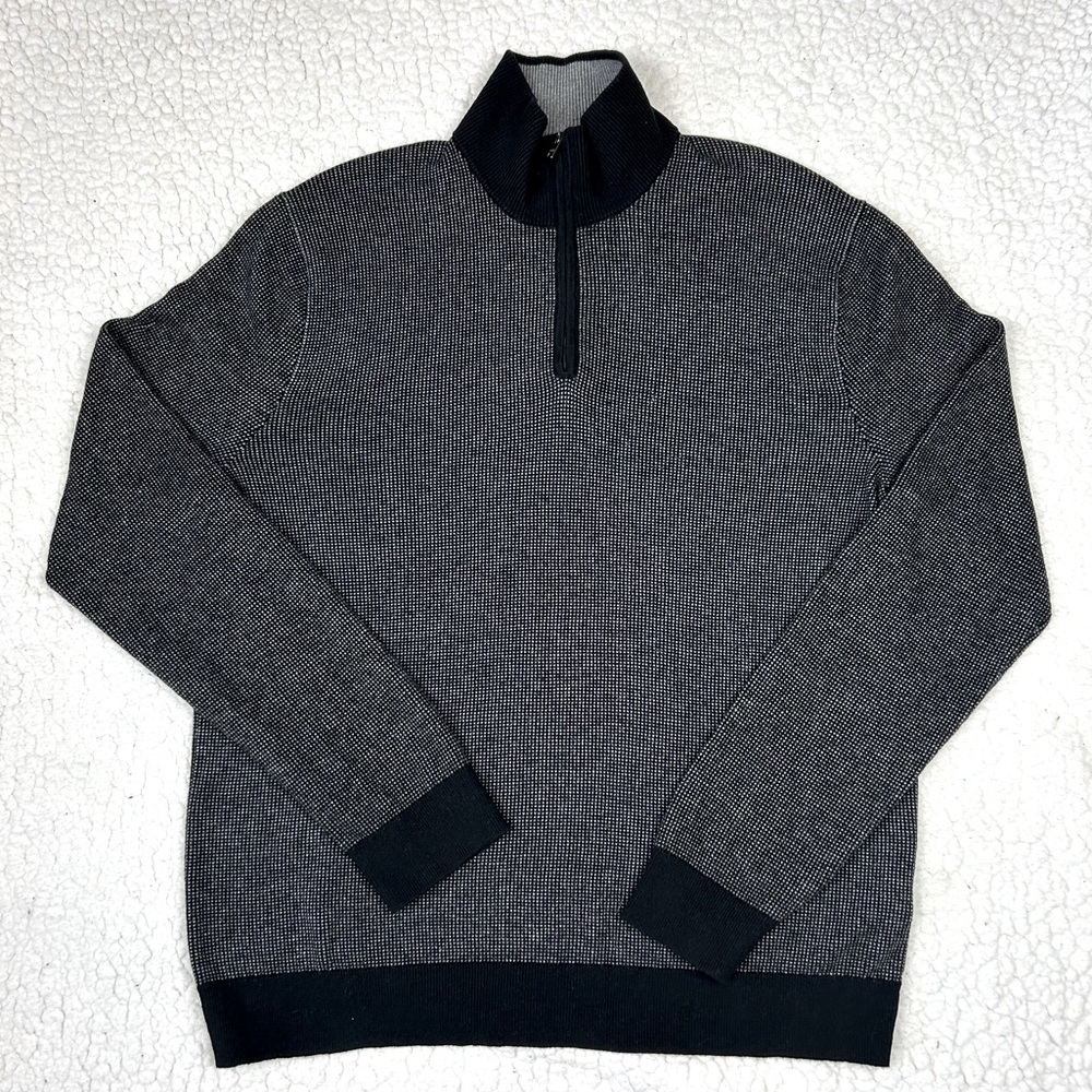 Banana Republic Premium Luxe Yarn Men's Size L Black 1/4 Zip Pullover Sweater